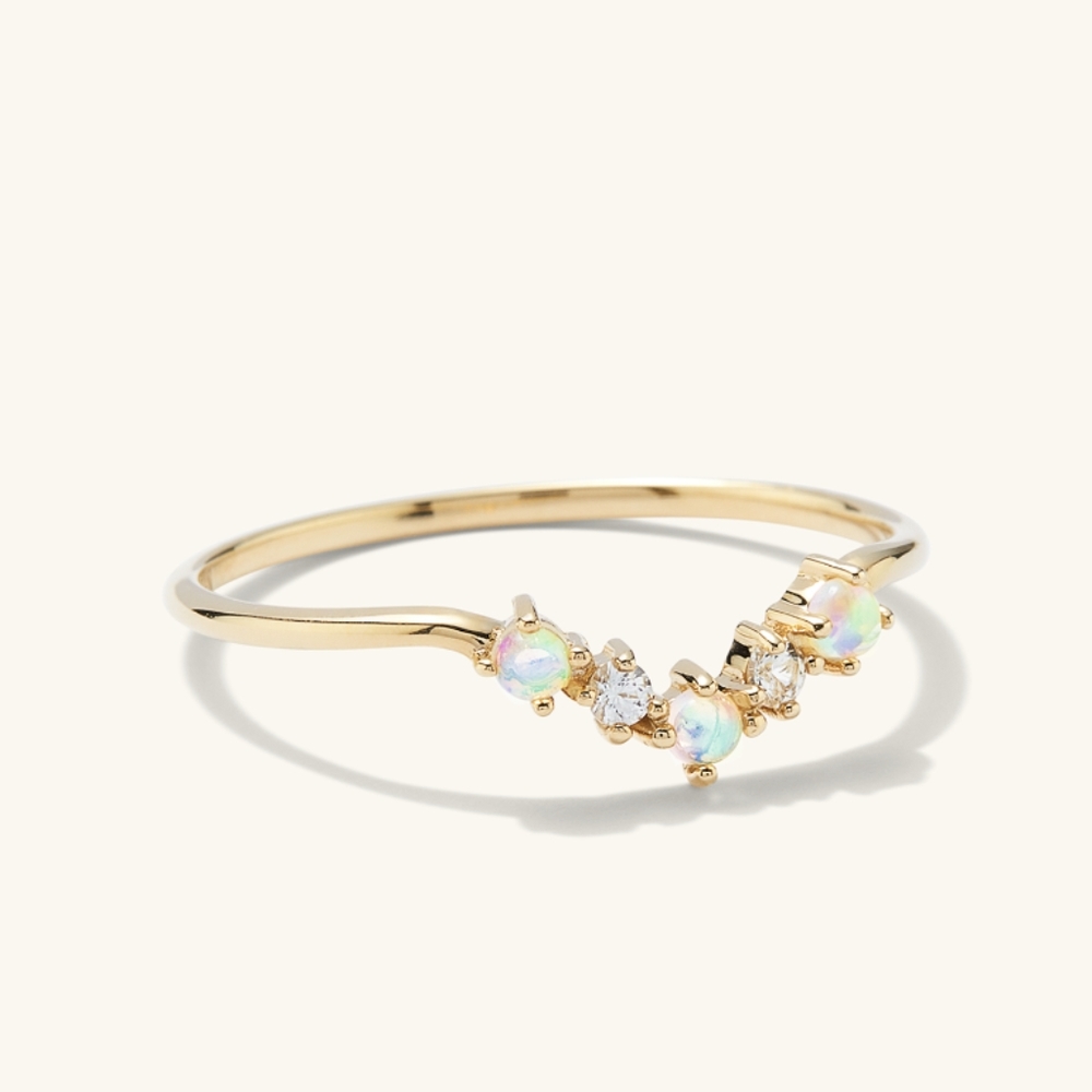 SOLD - Mejuri wishbone opal and sapphire ring size 7